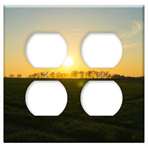 Double Duplex Outlet Wall Plate Cover - Sunset Evening Sky Sun Sky