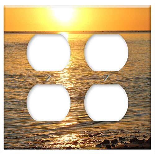 Double Duplex Outlet Wall Plate Cover - Sun Sunset Reflection Sea 2