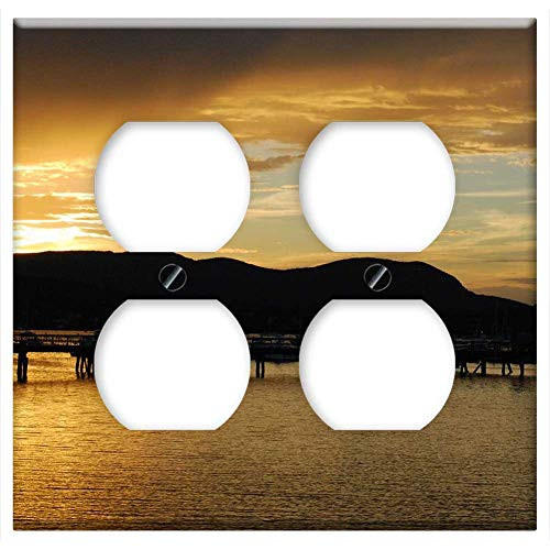 Double Duplex Outlet Wall Plate Cover - Seacoast Pier Ocean Sunset Landscape Sea Coast