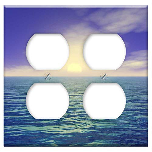 Double Duplex Outlet Wall Plate Cover - Sun Sky Sea Nature Blue Summer Day Sunlight