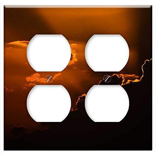 Double Duplex Outlet Wall Plate Cover - Sunset Dusk Sky Evening Clouds Sunlight Sunbeam
