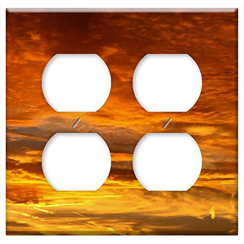 Double Duplex Outlet Wall Plate Cover - Sunrise Sky Clouds Morgenstimmung Skies Nature