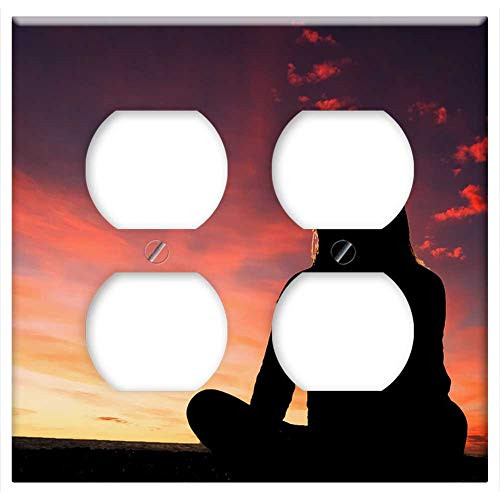 Double Duplex Outlet Wall Plate Cover - Silhouette Sky Sunset Nature Landscape Outdoor