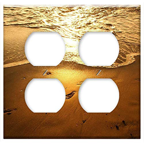 Double Duplex Outlet Wall Plate Cover - Sunset Sea Beach Water