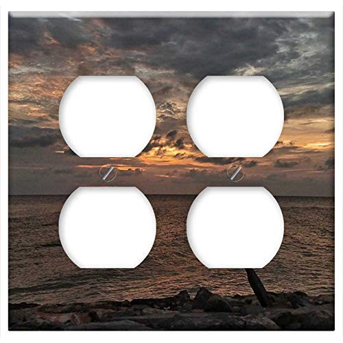 Double Duplex Outlet Wall Plate Cover - Sunset Water Seaside Dawn Nature Cloudy Sky Sea