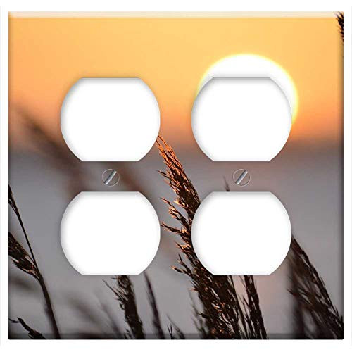 Double Duplex Outlet Wall Plate Cover - Reed Sea Sunset North Sea Fehmarn Landscape