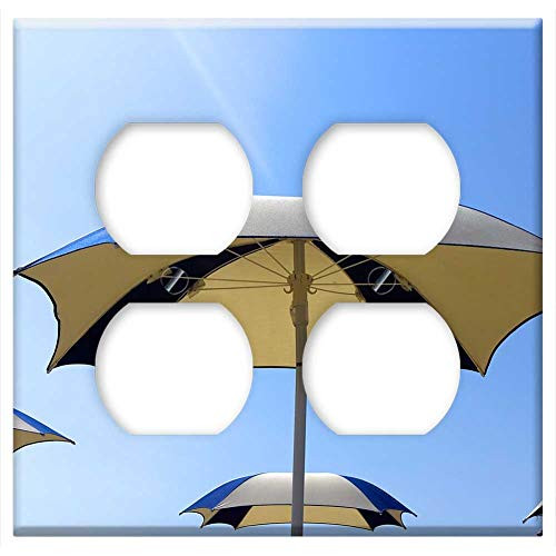 Double Duplex Outlet Wall Plate Cover - Parasol Parasols Sun Blue Sky Blue Beach Relax Double Duplex Outlet Wall Plate Cover - Parasol Parasols Sun Blue Sky Blue Beach Relax