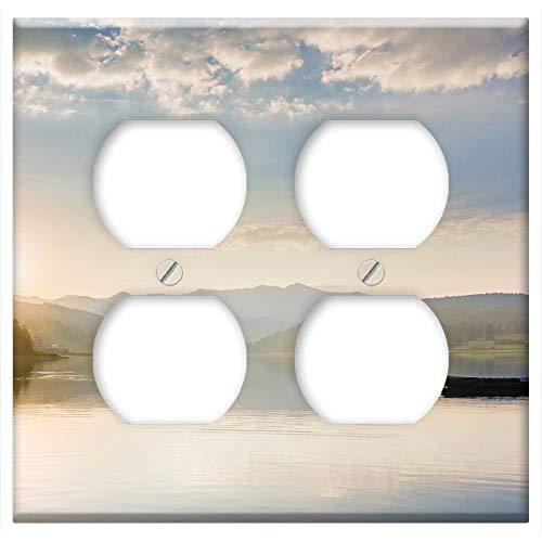 Double Duplex Outlet Wall Plate Cover - Lake Water Tree Plant Nature Sunlight Sunshine