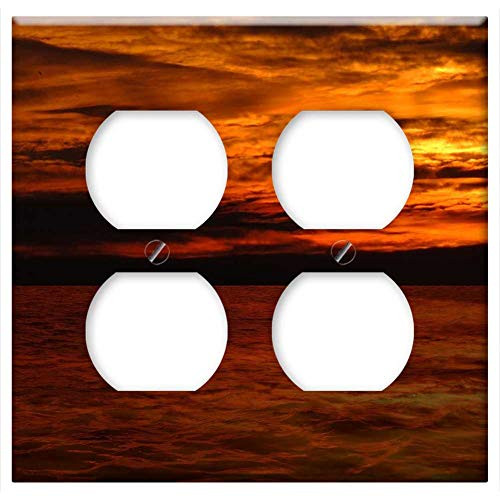 Double Duplex Outlet Wall Plate Cover - Sunset Afterglow Landscape Back Light Evening Sky