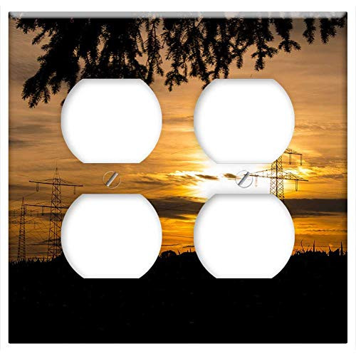 Double Duplex Outlet Wall Plate Cover - Evening Mood Setting Sunset Atmosphere Sky