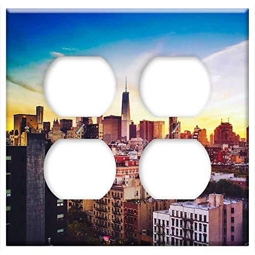 Double Duplex Outlet Wall Plate Cover - Chicago Illinois Sunset Sky Clouds Sunrise City
