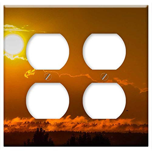 Double Duplex Outlet Wall Plate Cover - Sun Sunset Summer Orange Ukraine