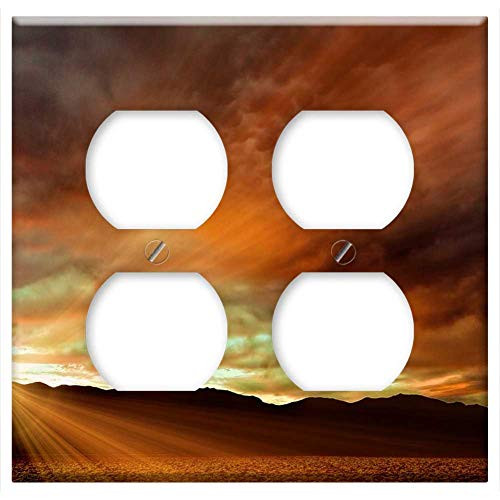 Double Duplex Outlet Wall Plate Cover - Sunset Nature Panorama Sky Sun Death Valley