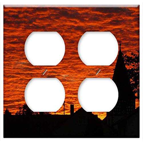 Double Duplex Outlet Wall Plate Cover - Sunset Clouds Sky Evening Sky Abendstimmung 2