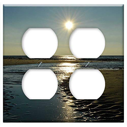 Double Duplex Outlet Wall Plate Cover - Water Sun River Sand Beach North Sea Sea Lake