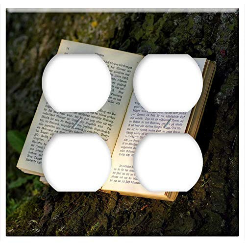 Double Duplex Outlet Wall Plate Cover - Book Read Park Old Writing Gothic Tree The Sun 1