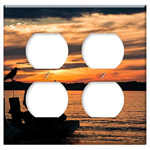 Double Duplex Outlet Wall Plate Cover - Lake Sunset Clouds Evening Beach Saimaa Finnish Double Duplex Outlet Wall Plate Cover - Lake Sunset Clouds Evening Beach Saimaa Finnish