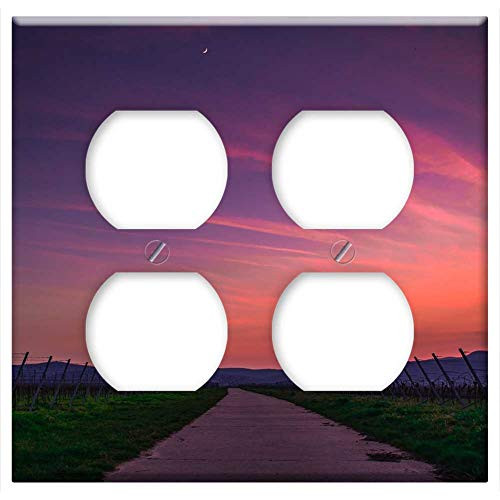 Double Duplex Outlet Wall Plate Cover - Sky Cloud Nature Sunset Green Grass Agriculture
