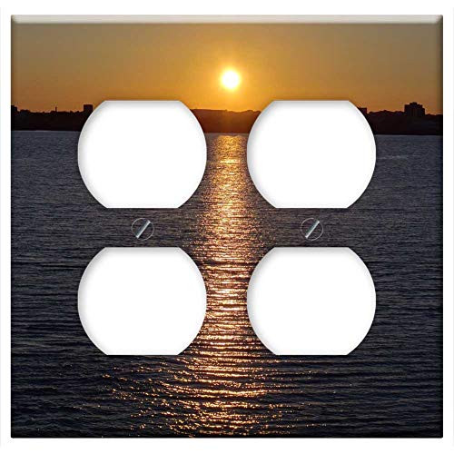 Double Duplex Outlet Wall Plate Cover - River Mersey Liverpool River Sunset