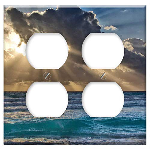 Double Duplex Outlet Wall Plate Cover - Landscape Sun Beach Sea Sunrise Panorama Cloud