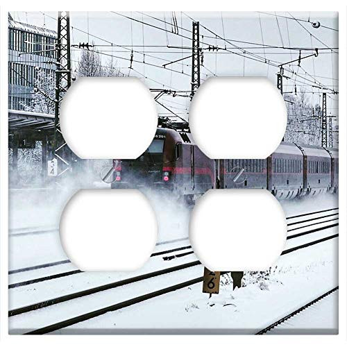 Double Duplex Outlet Wall Plate Cover - Transport System Train Station Railway Travel