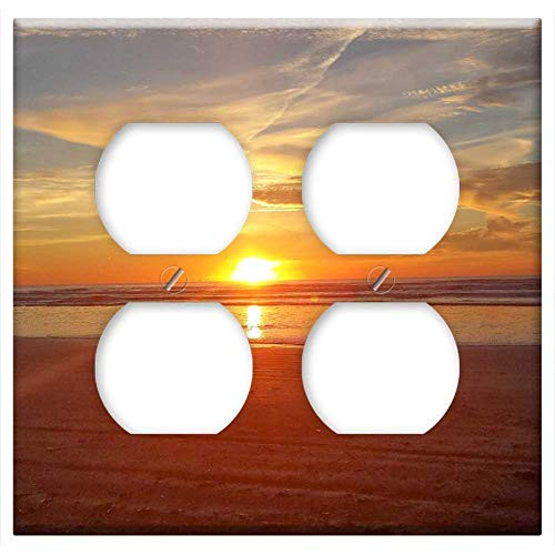 Double Duplex Outlet Wall Plate Cover - Sunset Ocean Beach Beach Sunset Coast Landscape
