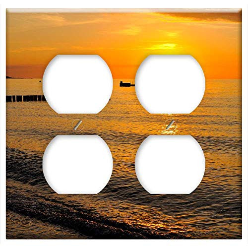 Double Duplex Outlet Wall Plate Cover - Sunset Baltic Sea Abendstimmung Beach Sea