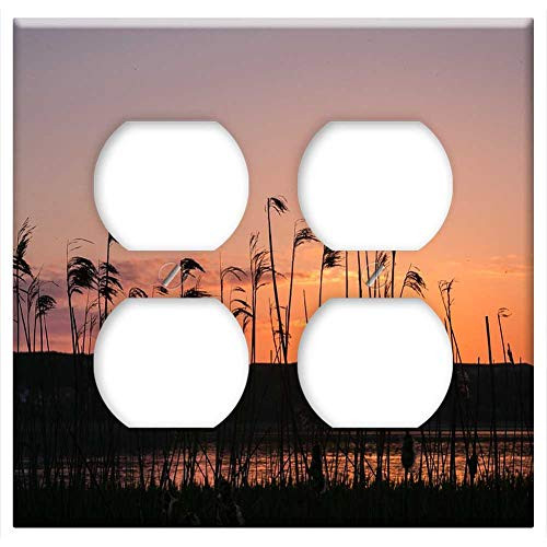 Double Duplex Outlet Wall Plate Cover - Sunset Lake Natural Sky View Water Edge Silence Double Duplex Outlet Wall Plate Cover - Sunset Lake Natural Sky View Water Edge Silence