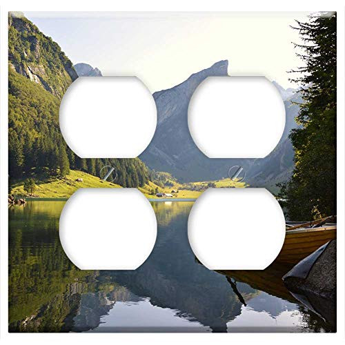 Double Duplex Outlet Wall Plate Cover - Waters River Lake Nature Travel Mountains Alpine