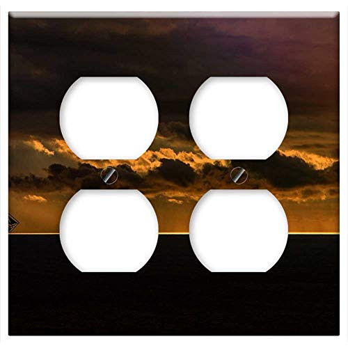 Double Duplex Outlet Wall Plate Cover - Sea Sailing Vessel Ocean Sunset Sky Dusk