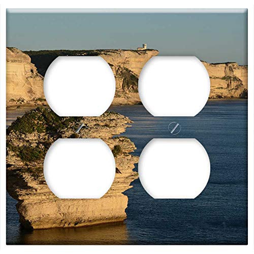 Double Duplex Outlet Wall Plate Cover - Bonifacio Corsica White Cliffs Coast Cliffs Sunset