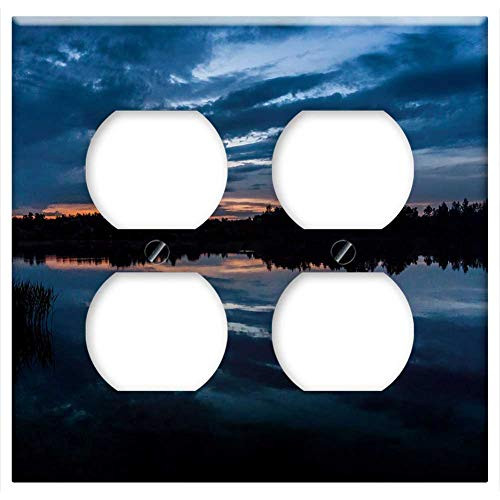 Double Duplex Outlet Wall Plate Cover - Lake Sunset Clouds Evening West Landscape Water Double Duplex Outlet Wall Plate Cover - Lake Sunset Clouds Evening West Landscape Water
