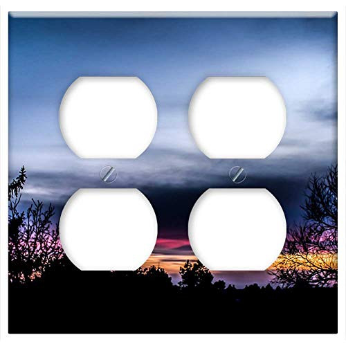 Double Duplex Outlet Wall Plate Cover - Evening Sun Setting Sunset Sky Cloud Evening Sky