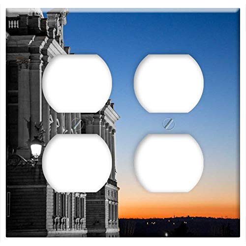 Double Duplex Outlet Wall Plate Cover - Palace Sunset Sky Sun Landscapes Madrid Horizon