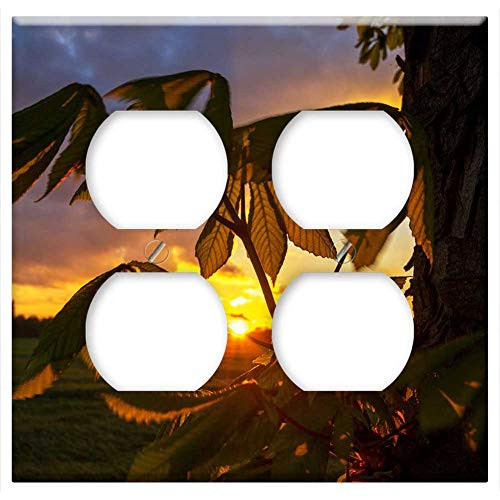 Double Duplex Outlet Wall Plate Cover - Gelsenkirchen Resser-Mark Sunset Mood Evening Sky