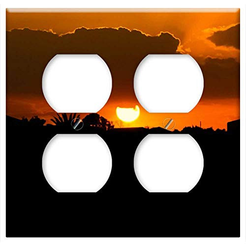 Double Duplex Outlet Wall Plate Cover - Sunset Colors Nature Landscape Sky Sun Evening