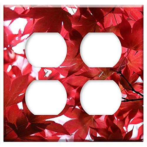 Double Duplex Outlet Wall Plate Cover - Leaves Summer Plant Nature Tree Branches Sun