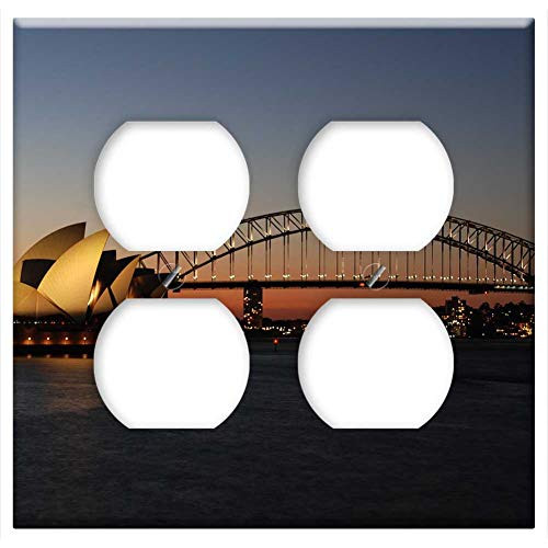 Double Duplex Outlet Wall Plate Cover - Australia Sunset Sydney Opera Harbour Bridge Dusk
