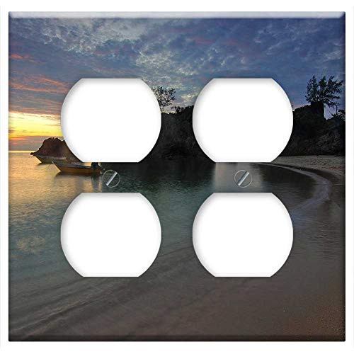 Double Duplex Outlet Wall Plate Cover - Beach Sea Water Cliff Sky Cloud Sunset Travel