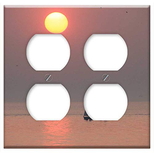 Double Duplex Outlet Wall Plate Cover - Sunset Sun And Sea Evening Mood At The Lake Double Duplex Outlet Wall Plate Cover - Sunset Sun And Sea Evening Mood At The Lake