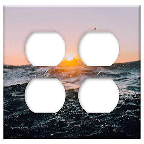 Double Duplex Outlet Wall Plate Cover - Sea Ocean Water Wave Nature Sunshine Sunrise Sky