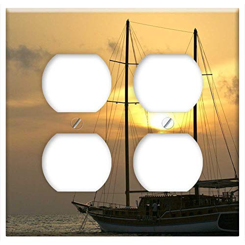 Double Duplex Outlet Wall Plate Cover - Mar By Sunsets Boat Maldives Quiet Horizon Nature Double Duplex Outlet Wall Plate Cover - Mar By Sunsets Boat Maldives Quiet Horizon Nature
