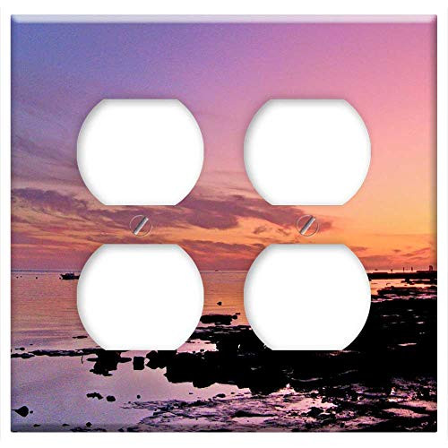 Double Duplex Outlet Wall Plate Cover - Sea Sun Beach Abendstimmung Water 1