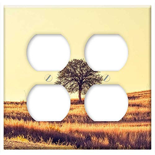 Double Duplex Outlet Wall Plate Cover - Field Tree Sunset Nature Landscape Meadow Rural Double Duplex Outlet Wall Plate Cover - Field Tree Sunset Nature Landscape Meadow Rural