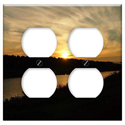 Double Duplex Outlet Wall Plate Cover - Sunset Maas Venlo Sky River