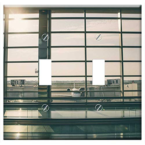 Switch Plate Double Toggle - Airport Airplane Travel Transportation Trip Jetway