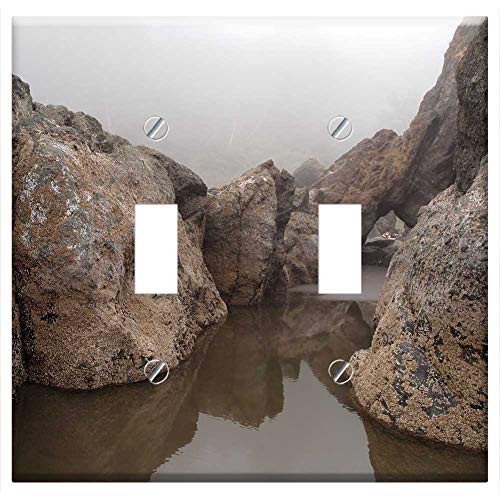 Switch Plate Double Toggle - Reflection Water Stones Rock Travel Natural Wet Switch Plate Double Toggle - Reflection Water Stones Rock Travel Natural Wet