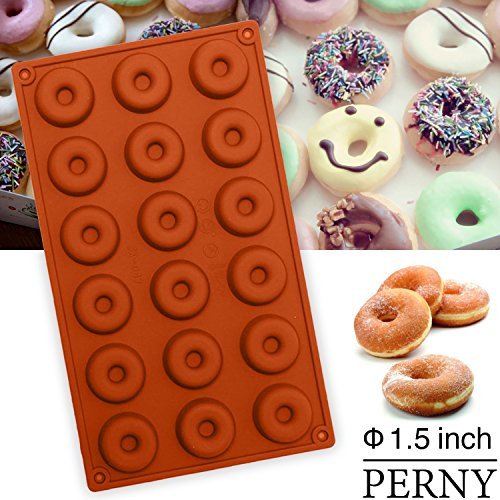 PERNY Mini Donut Pan, 18-Cavity Nonstick Silicone Donut Pan