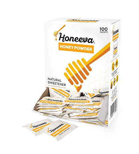 Honeeva Honey Powder Packets - Natural Sweetener for Coffee  Tea  Baking