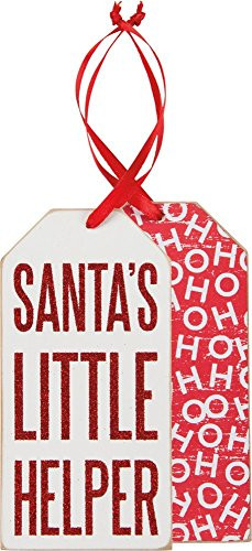 Primitives by Kathy Christmas Hanging Signs/Ornaments Set of 3 or Individual (1, Santa's Little Helper)